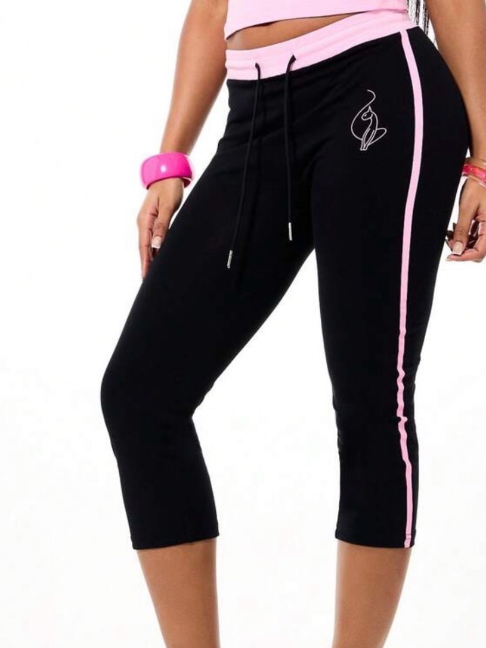 Baby Phat Black Capri Pants with Pink Trim